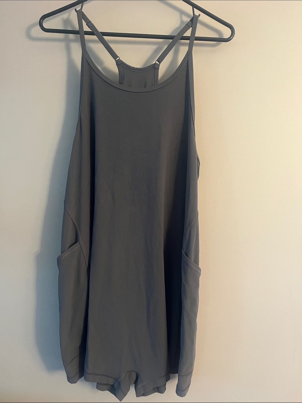 Aritzia TNA Olive-Grey Sleeveless Romper Dress